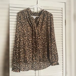 J. Crew Leopard Tie Neck Top